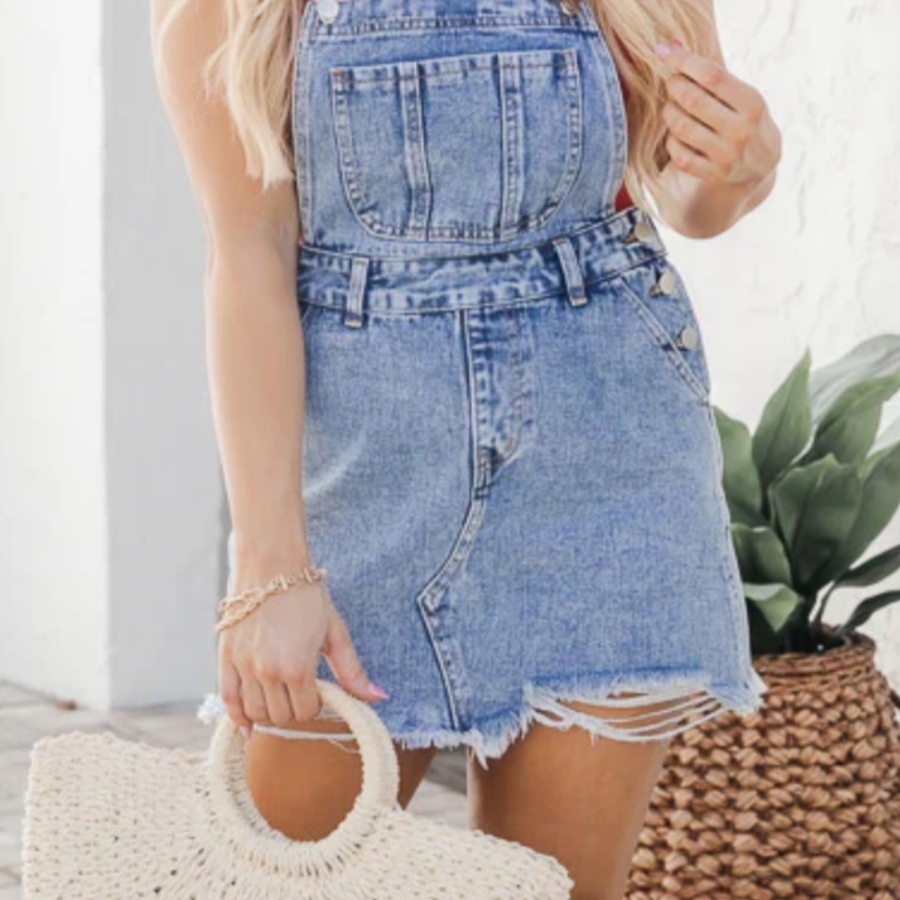Acid Wash Overall Dress